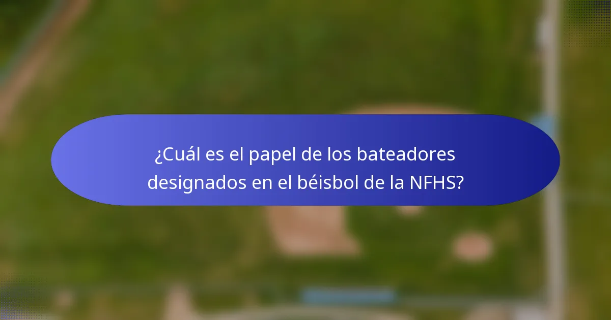 ¿Cuál es el papel de los bateadores designados en el béisbol de la NFHS?